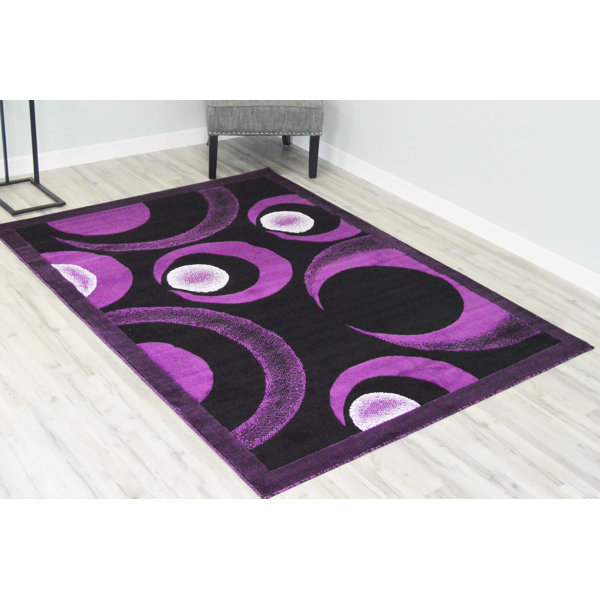 Latitude Run® Adoracin Abstract Area Rug in Purple/Black Wayfair